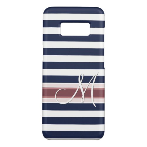 Custom Simple Classic Blue White Striped Pattern Case_Mate Samsung Galaxy S8 Case