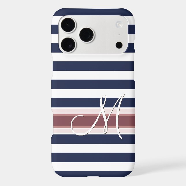 Custom Simple Classic Blue White Striped Pattern Iphone Case (Back)