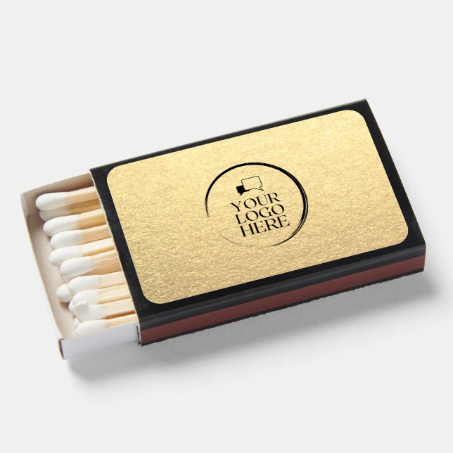 Custom simple clean business gold promotional item matchboxes (Front Open)