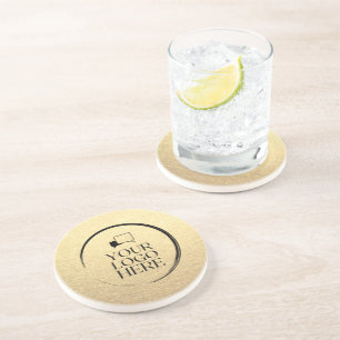Custom simple clean business gold your logo here coaster