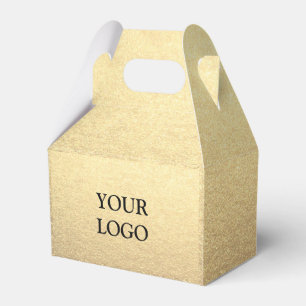 Custom Simple Clean Gold Business gift Logo Here Favor Boxes