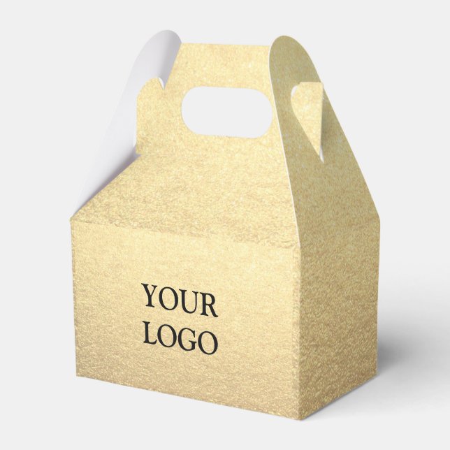 Custom Simple Clean Gold Business gift Logo Here Favor Boxes (Front Side)
