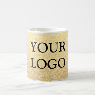 Custom Simple Clean Gold Business Your Logo Here Coffee Mug