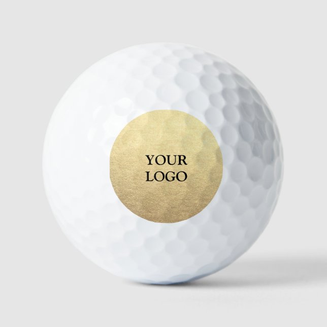 Custom Simple Clean Gold Business Your Logo Here Golf Balls (Front)