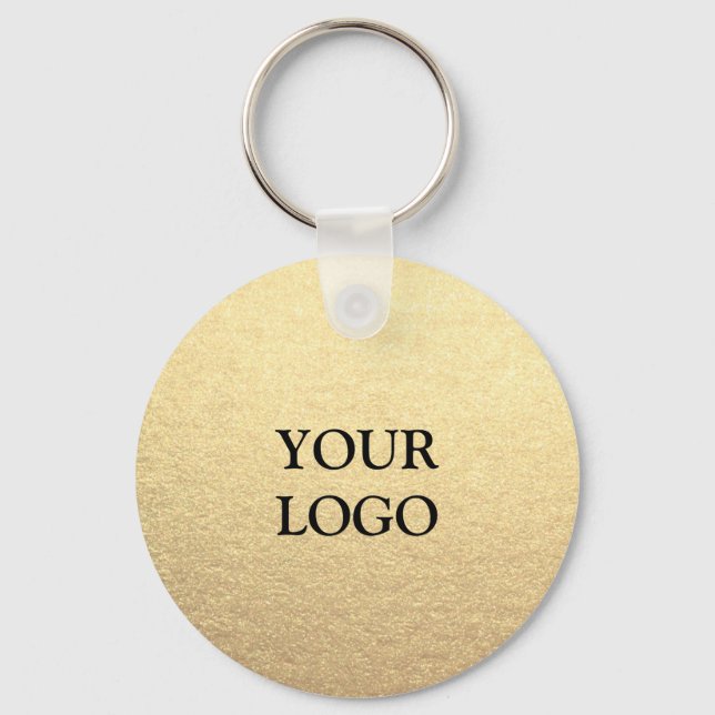 Custom Simple Clean Gold Business Your Logo Here K Keychain (Front)