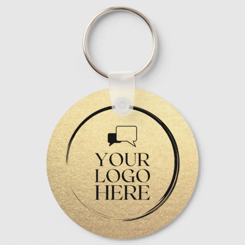 Custom Simple Clean Gold Business Your Logo Here  Keychain
