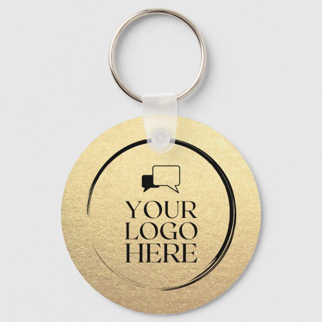 Custom Simple Clean Gold Business Your Logo Here  Keychain (Front)