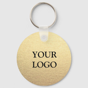 Custom Simple Clean Gold Business Your Logo Here Keychain