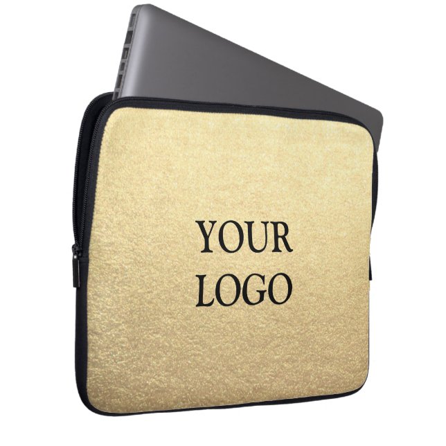 Custom Simple Clean Gold Business Your Logo Here Laptop Sleeve (Front Right)