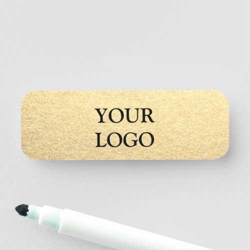 Custom Simple Clean Gold Business Your Logo Here Name Tag