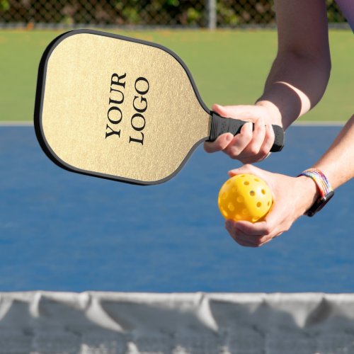Custom Simple Clean Gold Business Your Logo Here Pickleball Paddle