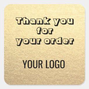 Custom Simple Clean Gold Business Your Logo Here Square Sticker
