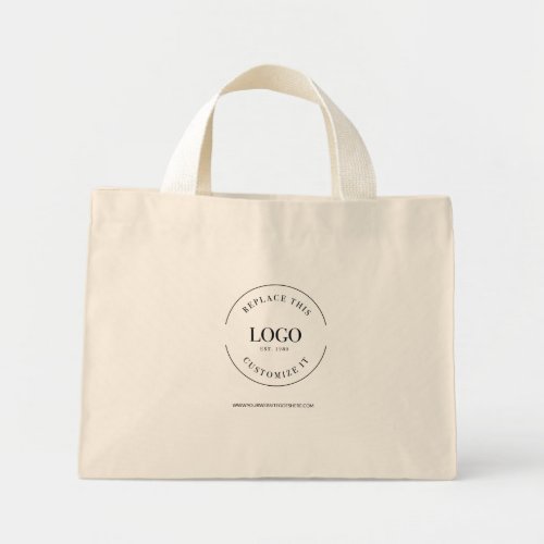Custom simple company logo tradeshow swag mini tote bag