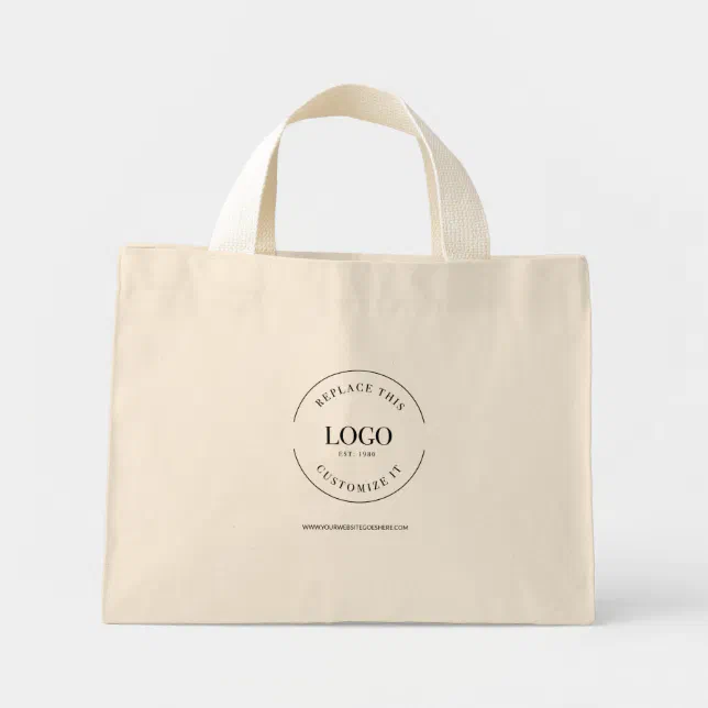 Custom simple company logo tradeshow swag mini tote bag | Zazzle