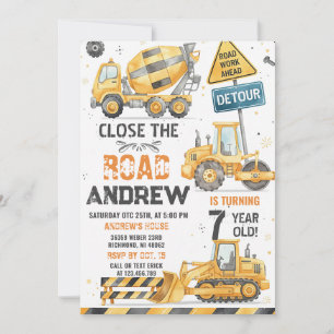 Custom Simple Construction Crew Birthday Celebrate Invitation