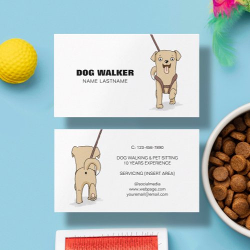 Custom Simple Cute Dog Walking Sitting Service Business Card