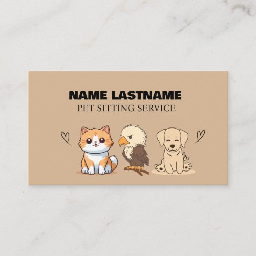 Custom Simple Cute Pets Pet Service Kraft Business Business Card