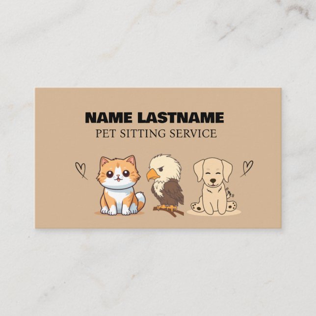 Custom Simple Cute Pets Pet Service Kraft Business Business Card (Front)