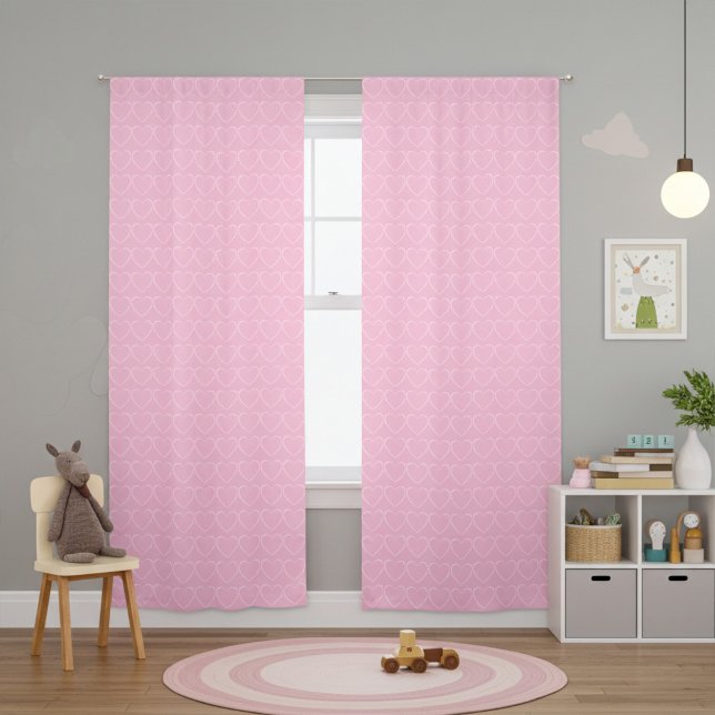 Custom Simple Decorative Pink Heart Pattern Blackout Curtains (Creator Uploaded)