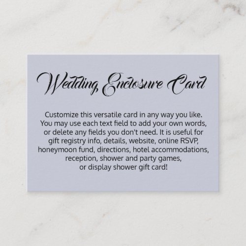 Custom Simple DIY Light Dusty Blue Wedding Enclosure Card