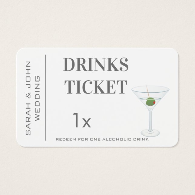 Custom Simple Drink Ticket Wedding Reception  (Front)