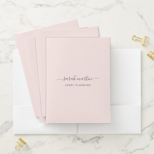 Custom Simple Elegant Blush Pink Pocket Folder