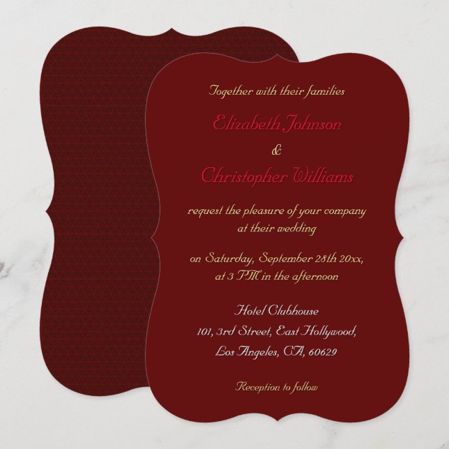 Custom Simple Elegant Bracket Wedding Invitation (Front/Back)