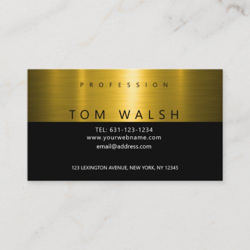 Custom Simple Elegant Gold Black Business Card