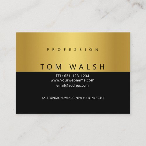 Custom Simple Elegant Gold Black Business Card