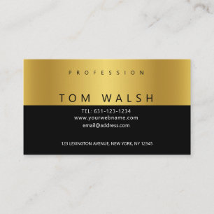 Custom Simple Elegant Gold Black Business Card