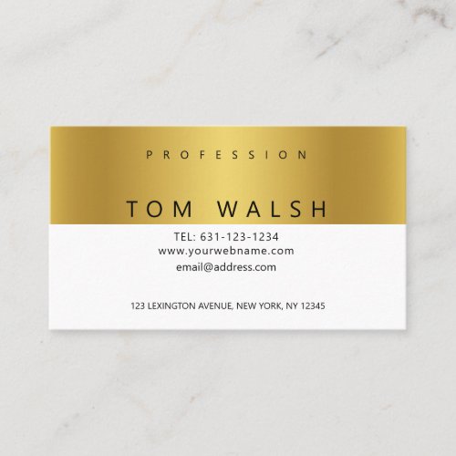 Custom Simple Elegant Gold White Business Card