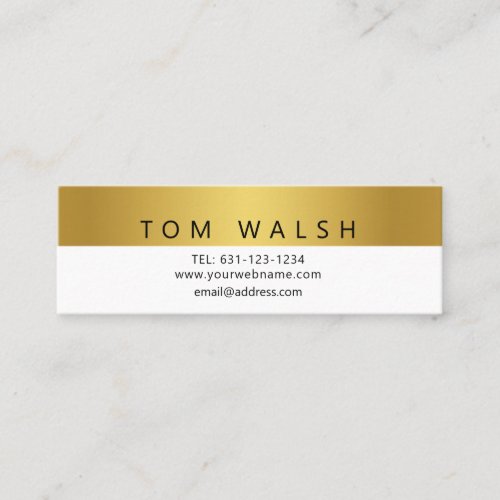 Custom Simple Elegant Gold White Business Card