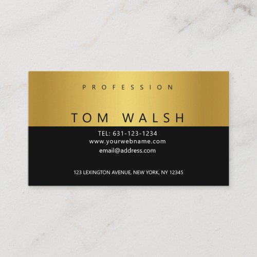 Custom Simple Elegant Gold White Business Card