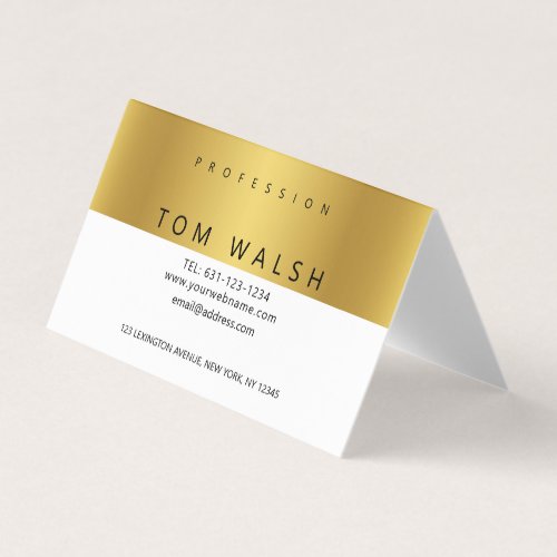 Custom Simple Elegant Gold White Business Card