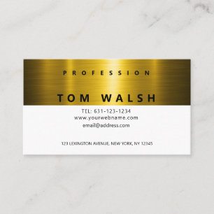 Custom Simple Elegant Gold White Business Card