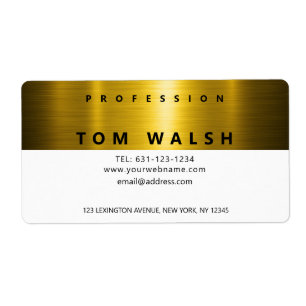Custom Simple Elegant Gold White Business Card Label