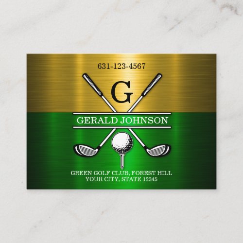 Custom Simple Elegant Golf Monogram Business Card