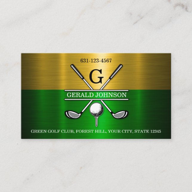 Custom Simple Elegant Golf Monogram Business Card (Front)