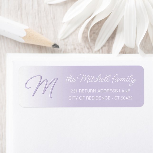 Custom Simple Elegant Lavender Violet Monogram Label (Insitu)