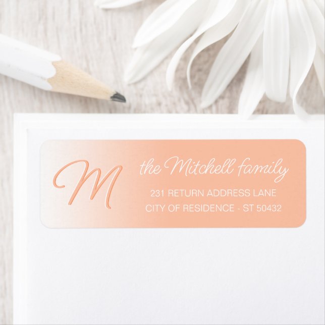 Custom Simple Elegant Light Sunny Peach Monogram Label (Insitu)