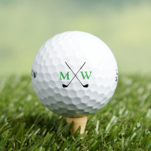 Custom Simple Elegant Monogram Green Initials Golf Balls