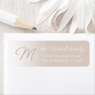 Custom Simple Elegant Neutral Taupe Brown Monogram Label