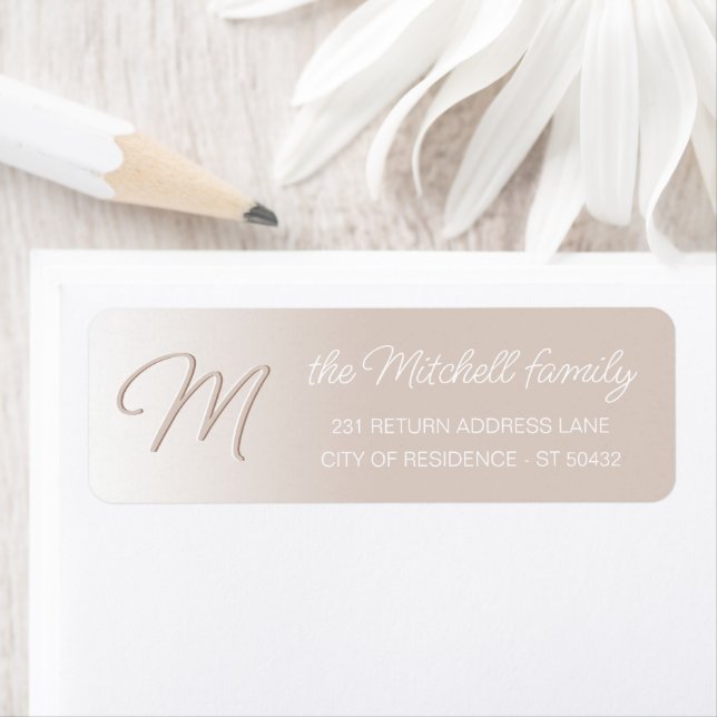 Custom Simple Elegant Neutral Taupe Brown Monogram Label (Insitu)