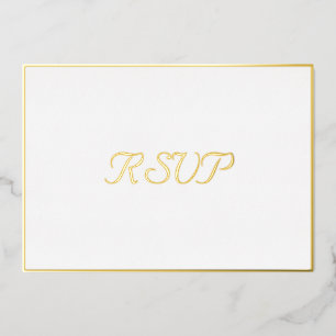 Custom Simple Elegant Party RSVP White Faux Gold Foil Invitation