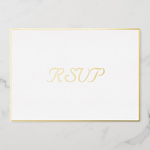 Custom Simple Elegant Party RSVP White Faux Gold Foil Invitation