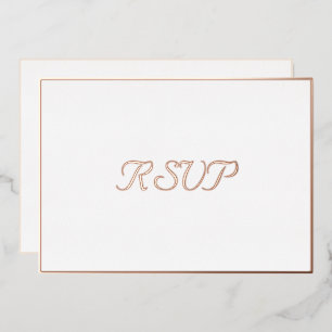 Custom Simple Elegant Party RSVP White Rose Gold Foil Invitation