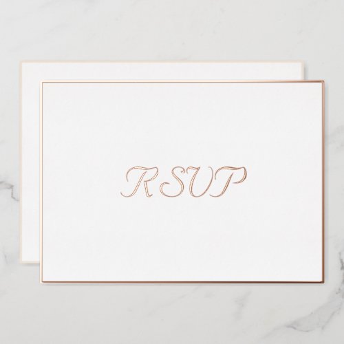 Custom Simple Elegant Party RSVP White Rose Gold Foil Invitation