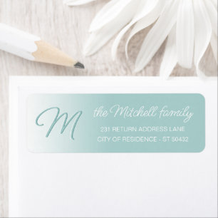 Custom Simple Elegant Seafoam Mint Green Monogram Label