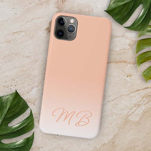 Custom Simple Elegant Soft Sunny Peach Monogram iPhone 13 Case