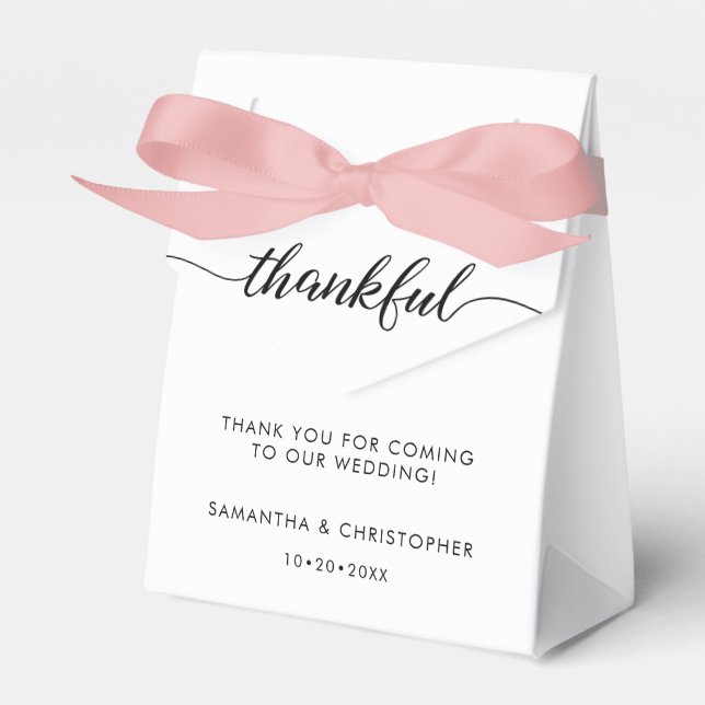 Custom Simple Elegant Thankful Wedding Thank You Favor Boxes (Front Side)